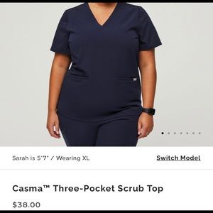 Casma Three-Pocket Scrub Top in Navy XXL